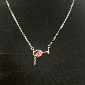 Elegant Silver Necklace with Pink Accents